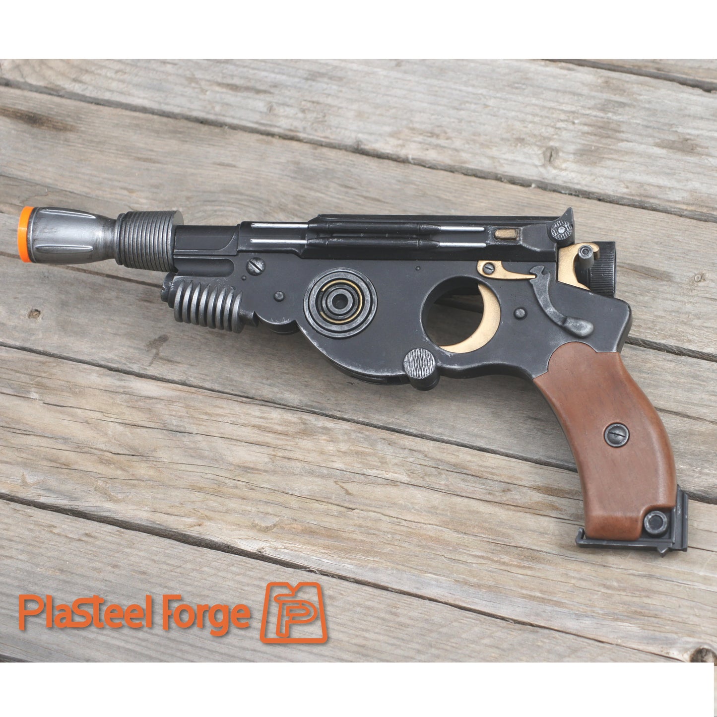 Left view of 3D printed PAYDAY SWTOR blaster cosplay prop