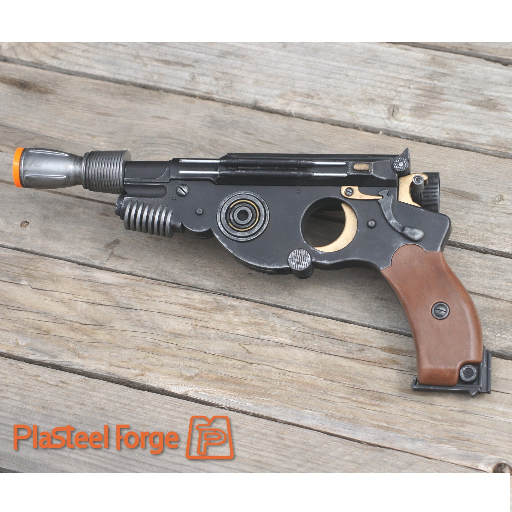 Left view of 3D printed PAYDAY SWTOR blaster cosplay prop