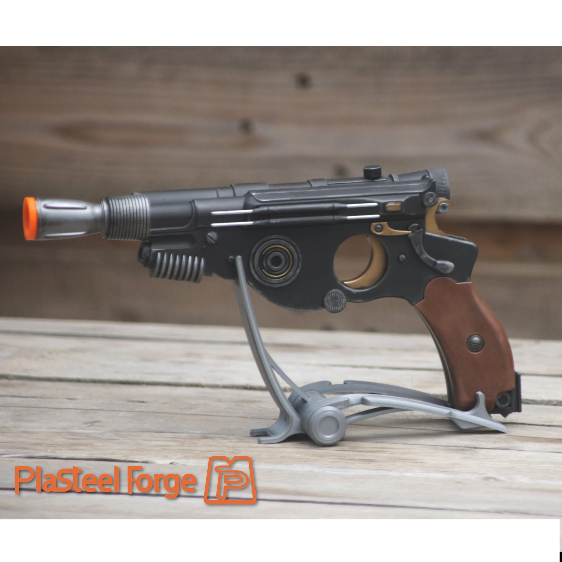 PAYDAY blaster handmade fan art displayed on stand for collection or cosplay